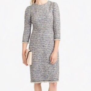 J. Crew Multicolor Fringe Tweed Sheath Dress